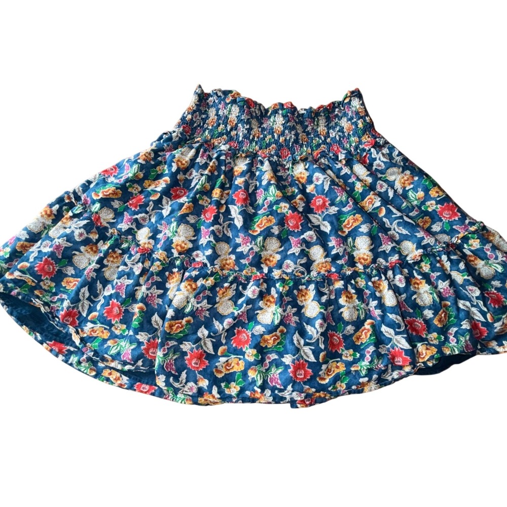 Lauren Ralph Lauren Floral Cotton Voile Smocked Waist Skirt 14 Preppy Cottage